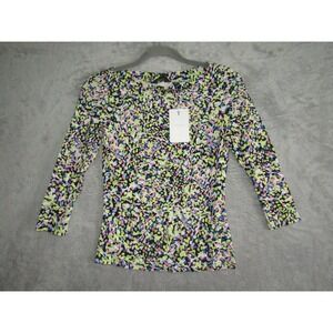 Ted Baker London Women's Size 4 Multicolor Floral Print Long Sleeve Top Blouse